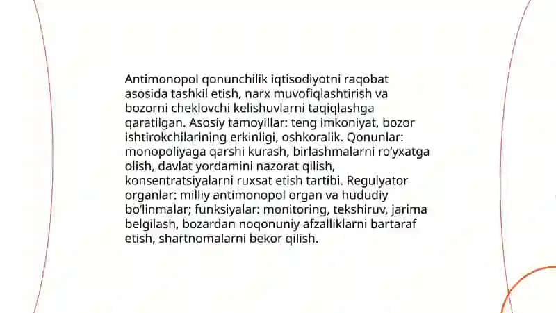 Antimonopol siyosat va uning tamoyillari 4