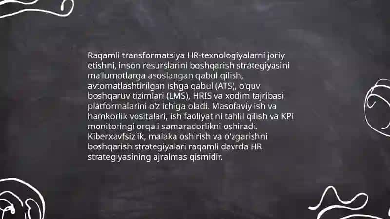 Zamonaviy sharoitlarda inson resurslarini boshqarishning tutgan o‘rni va strategiyasi 4