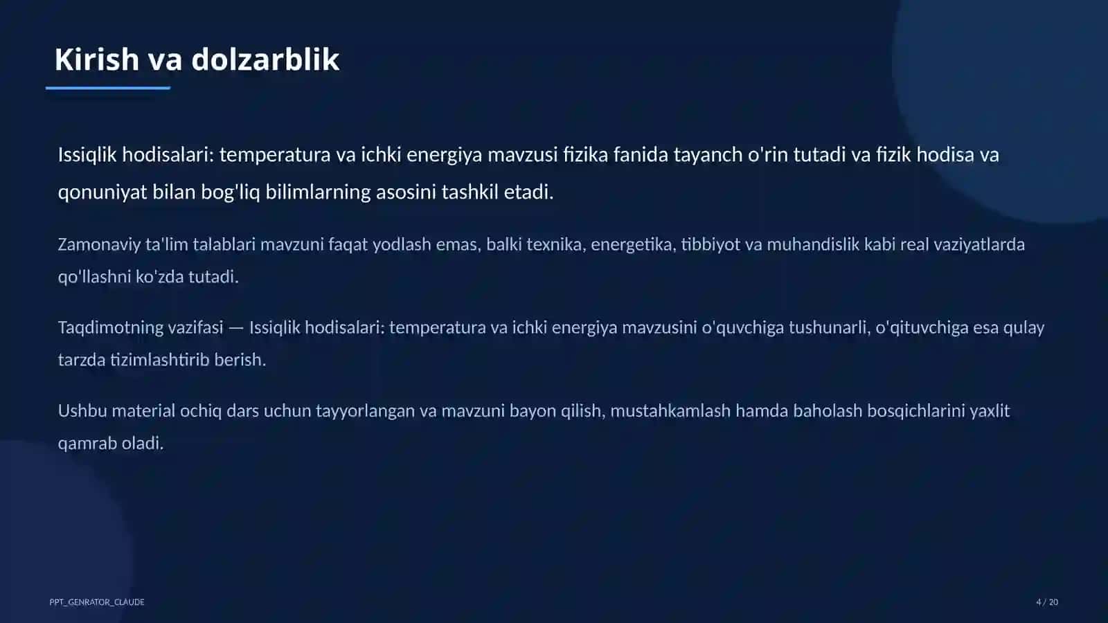 Issiqlik hodisalari: temperatura va ichki energiya (8-sinf) 4