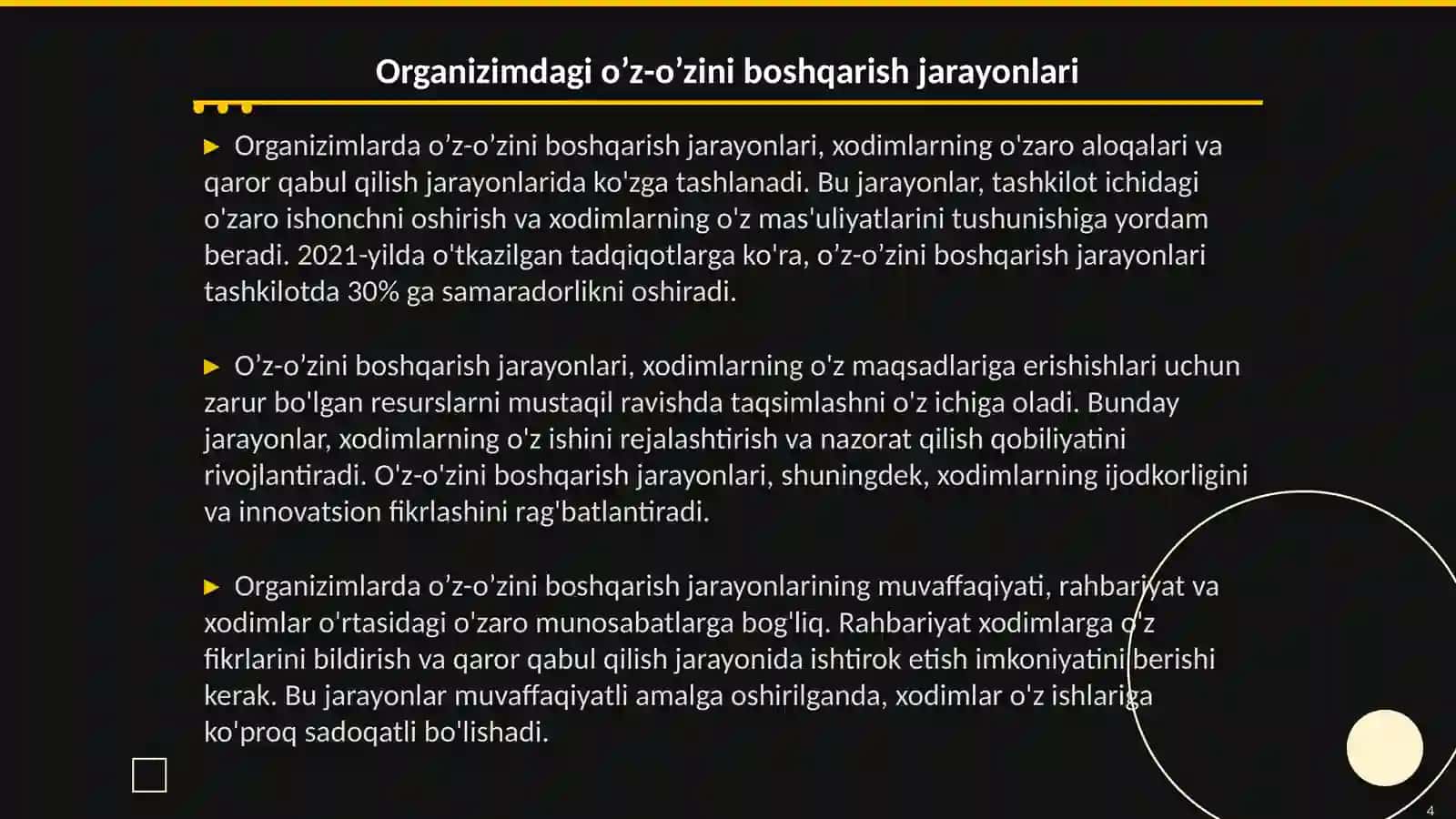Organizimni o’z-o’zini boshqarilishi 4