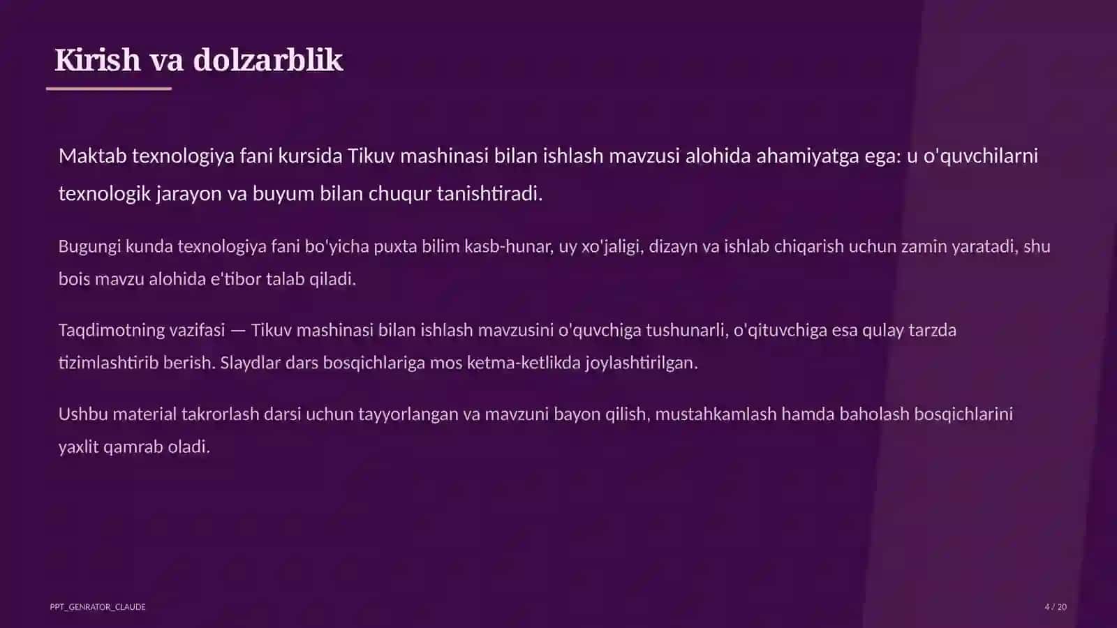Tikuv mashinasi bilan ishlash (6-sinf) 4