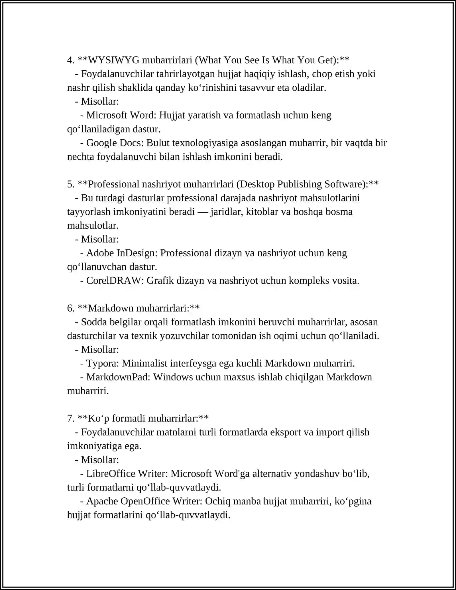 Matn muharrirlari (Text Editors) 4