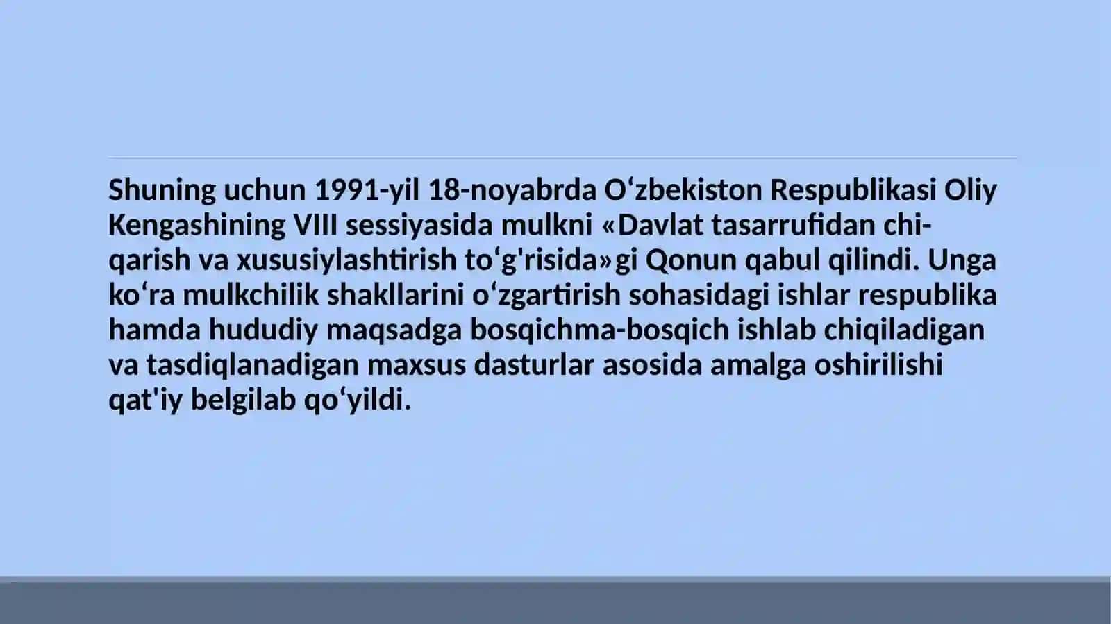 O'zbekistonda iqtisodiy islohotlarning o'ziga xos xususiyatlari 4