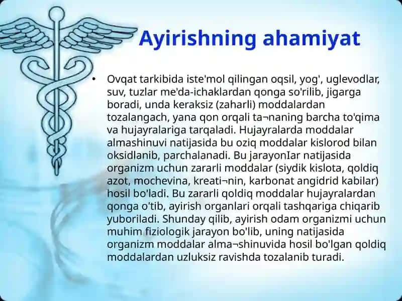 Ayirish organlari va ularning vazifalari 4