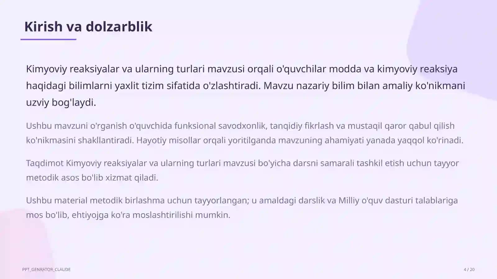 Kimyoviy reaksiyalar va ularning turlari (7-sinf) 4