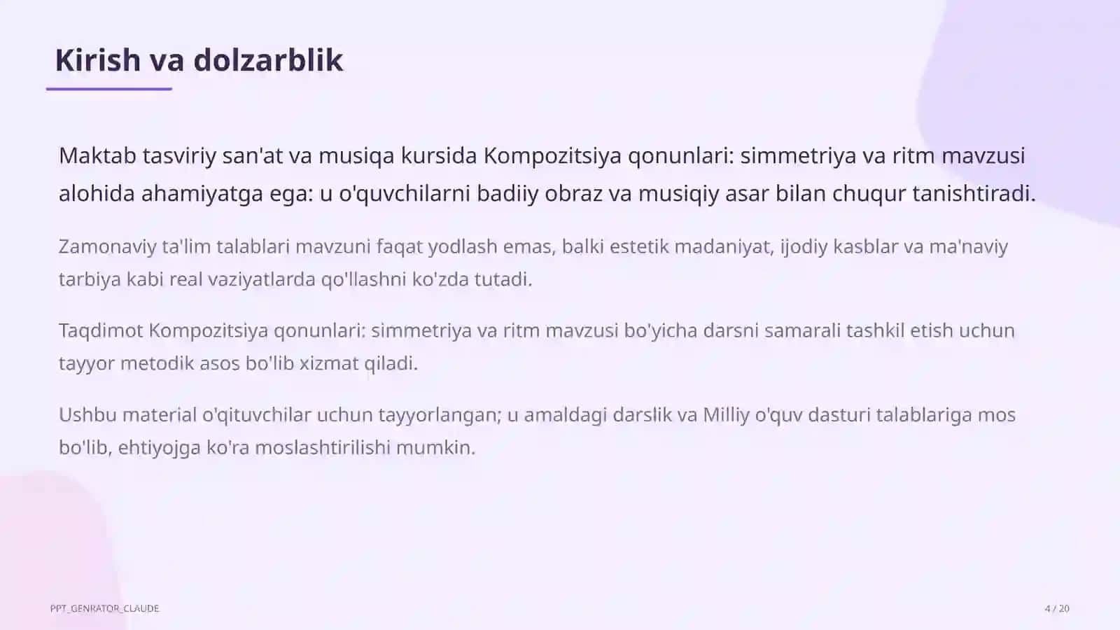 Tasviriy san'at va musiqa (1–7) — o'qituvchilar uchun 4