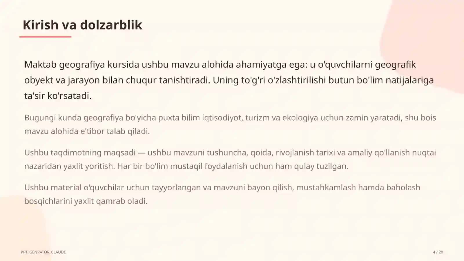 Turizm geografiyasi va O'zbekistonning turistik salohiyati (11-sinf) 4