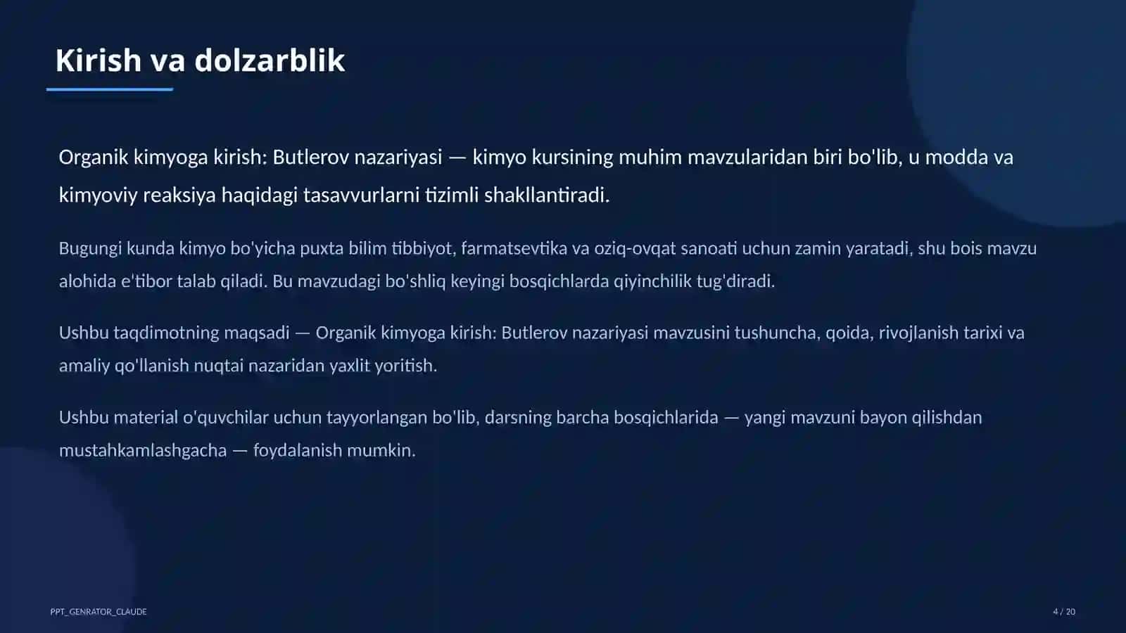 Organik kimyoga kirish: Butlerov nazariyasi (10-sinf) 4