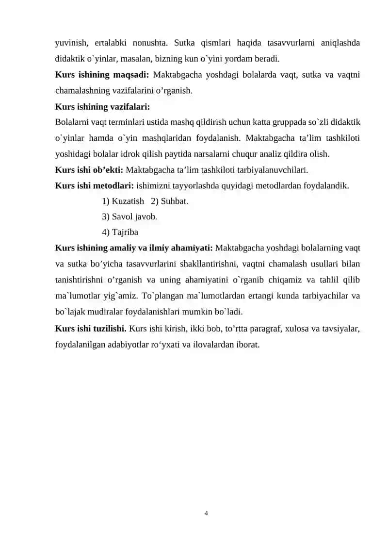 BOLALARDA VAQTNI CHAMALASHGA O’RGATISH VAZIFALARI 4