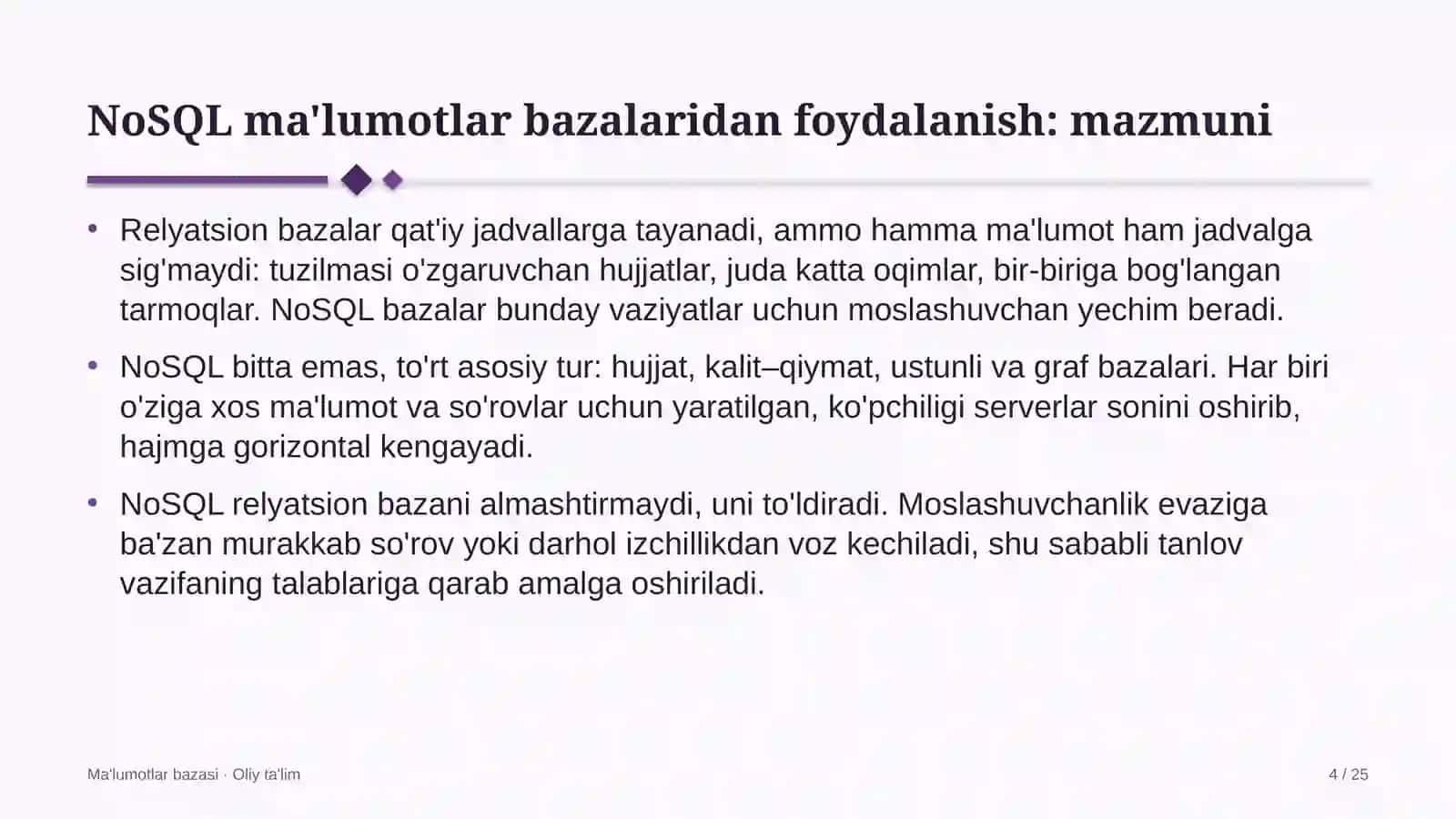 Ma'lumotlar bazasi · Oliy ta'lim 4