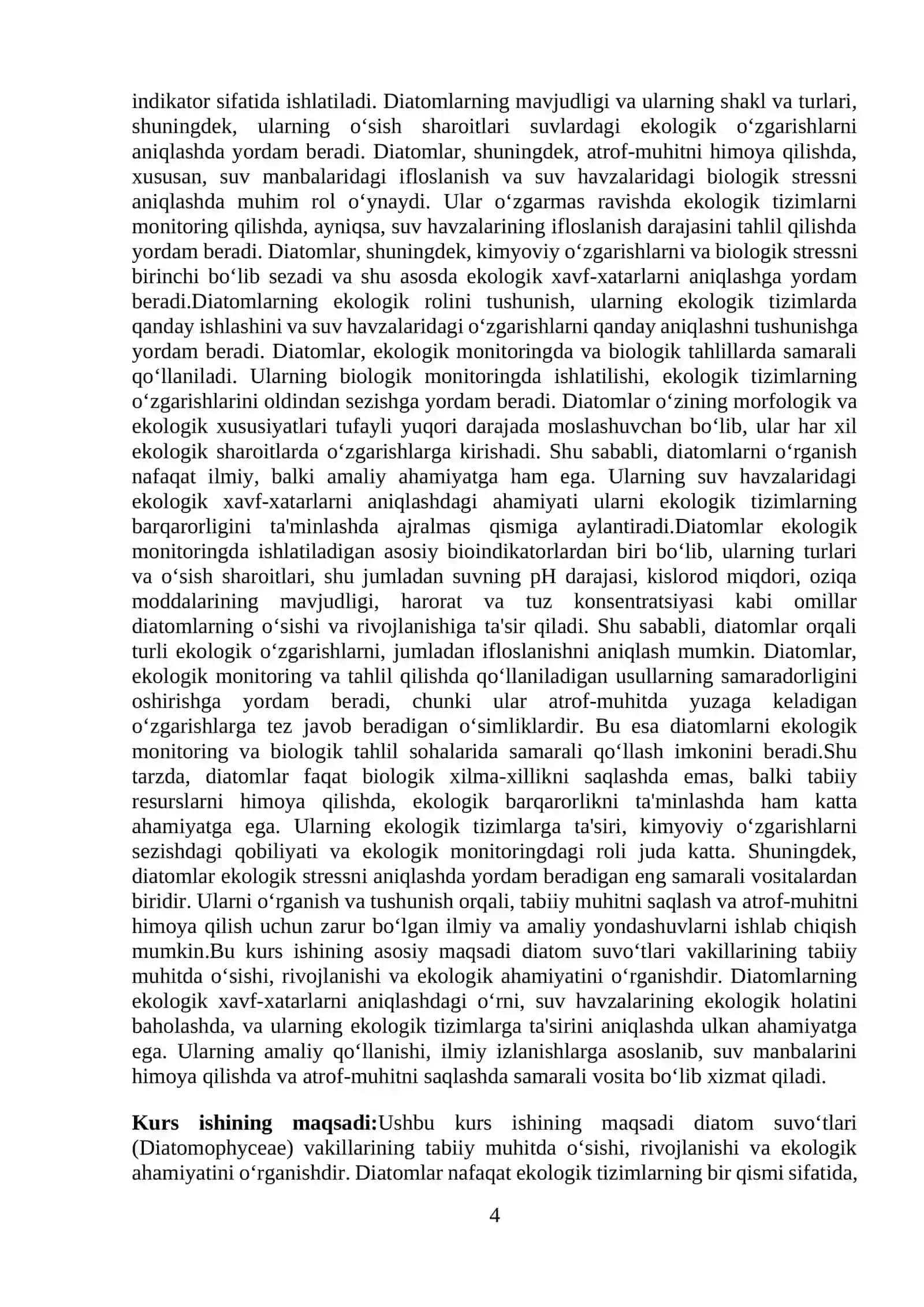 Diatom suvo‘tlari vakillarining tabiatda o‘sishi va rivojlanishini tabiatda kuzatish 4