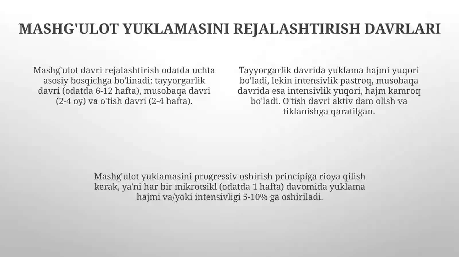 Sport trenirovkasi yuklamalarini rejalashtirish 4