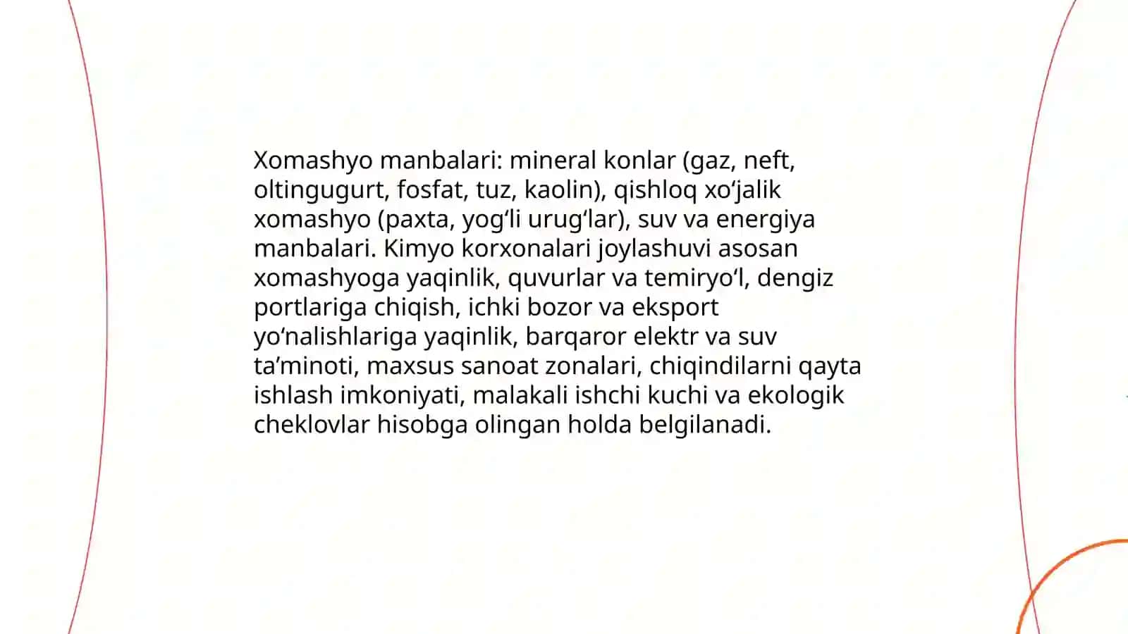 Kimyo sanoatining joylashuv omillari 4