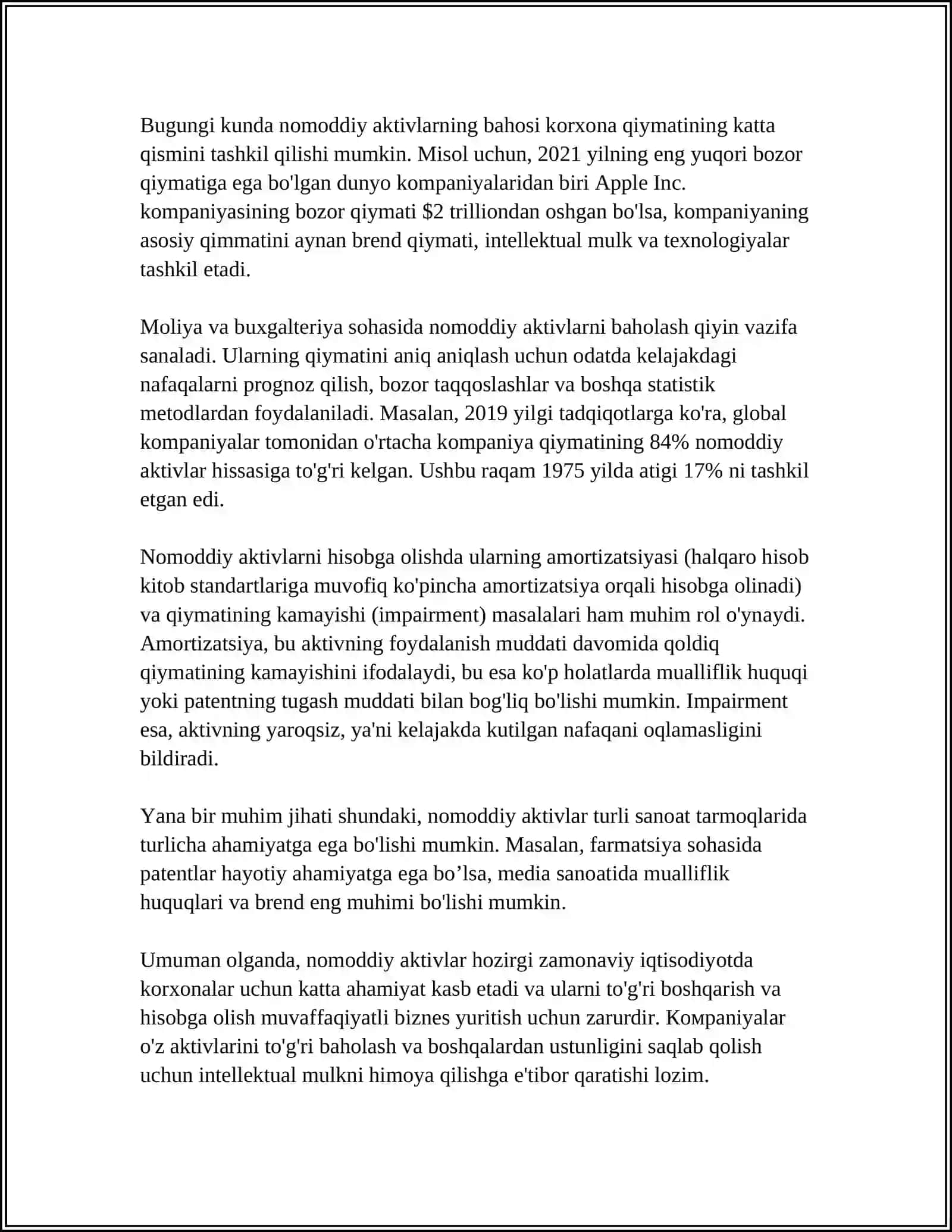 BUGALTERYA TASHKILOTLARIDA NOMODDIY AKTIVLAR HISOBINING TASHKIL ETISH UNING MAQSADI VA VAZIFASI 4