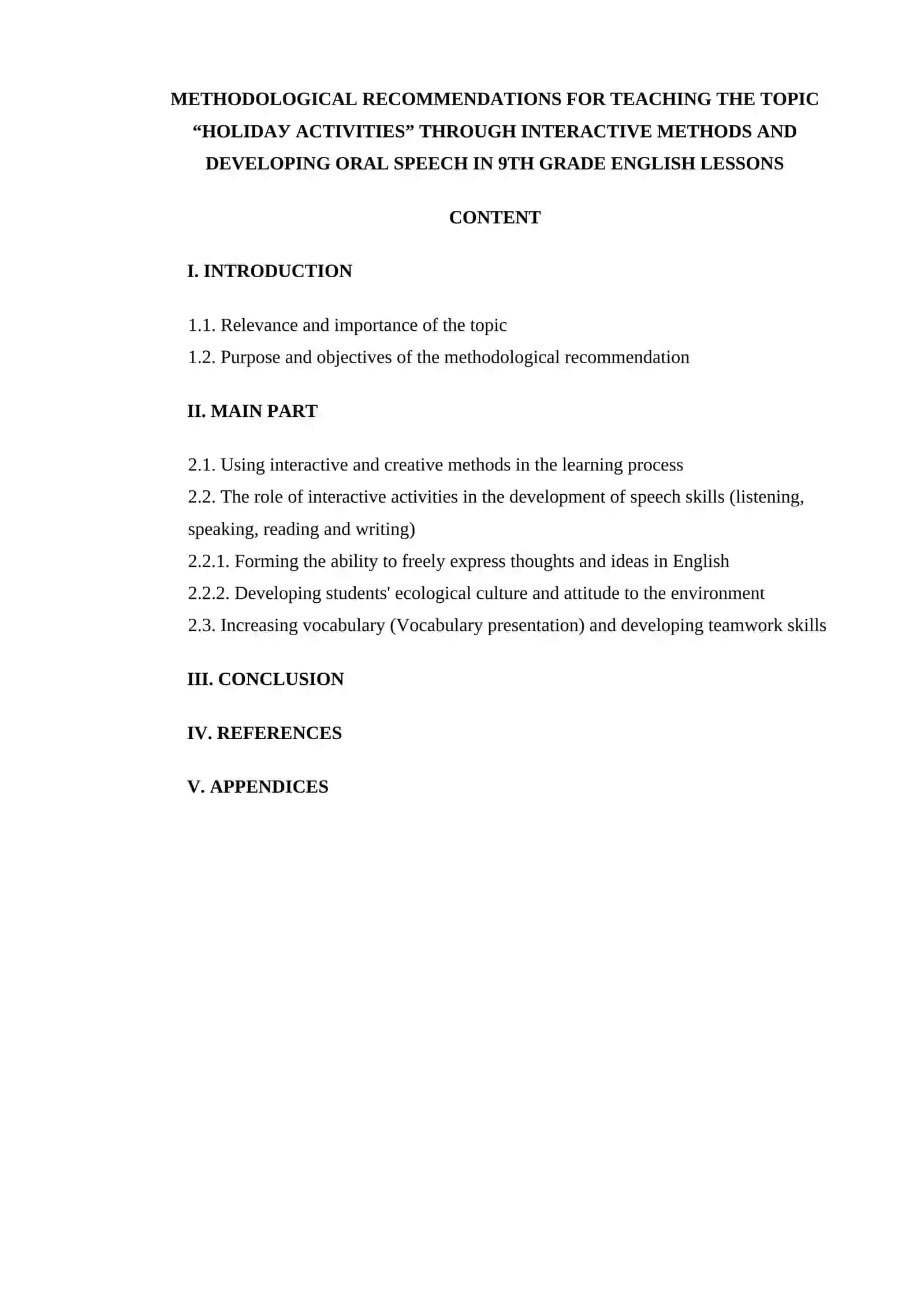 Holidaу avtivities Methodological Recommendation 4