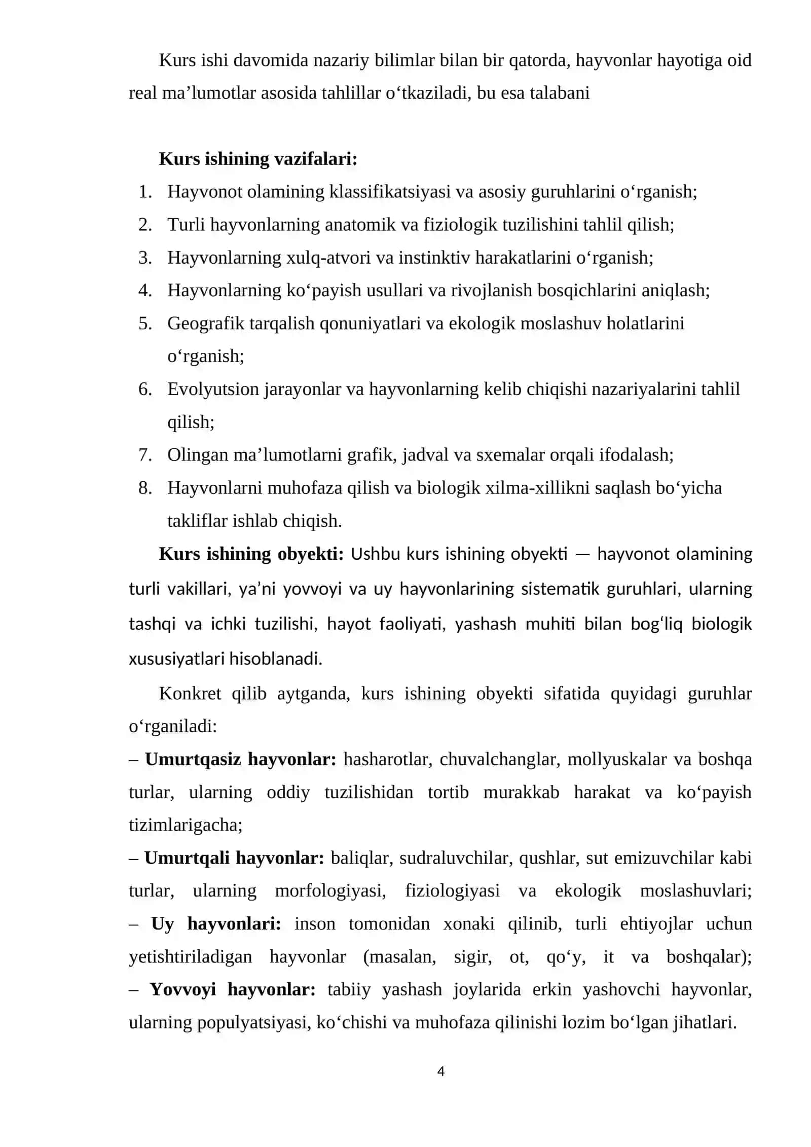 HAYVONOT OLAMINING XILMA-XILLIGI kurs iwi. 4