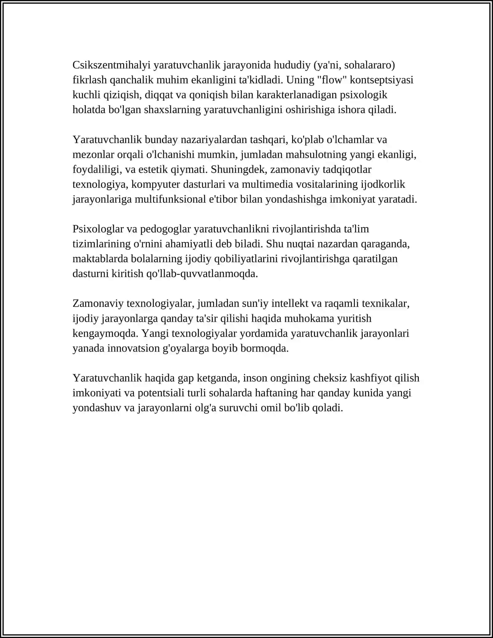 BOSHLANĞICH SINIFLARDA ÓQISH SAVOTHONLIGI DARSLARIDAGI KREATIVLIK 4
