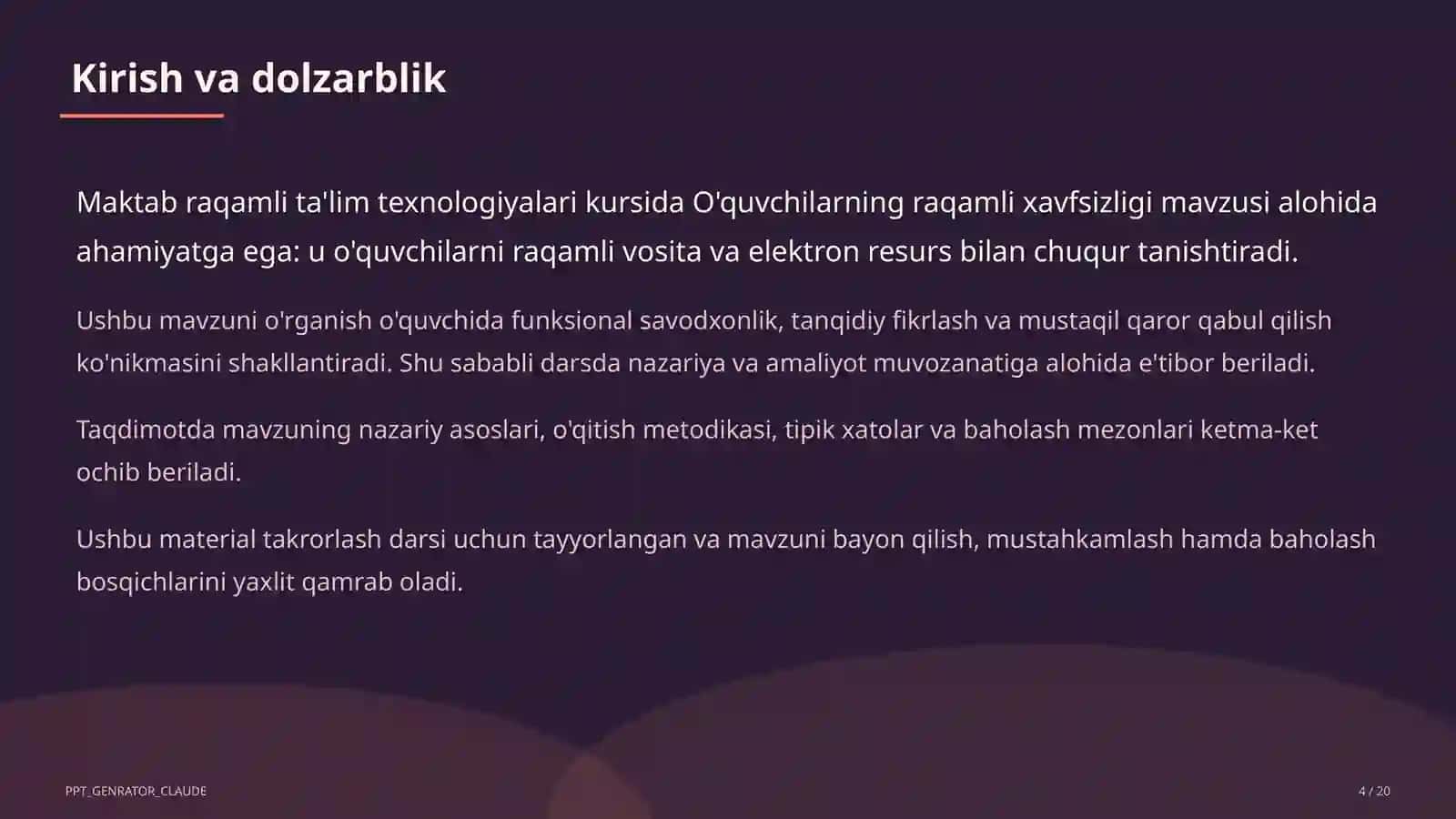O'qituvchilar uchun: raqamli ta'lim texnologiyalari — takrorlash darsi uchun 4