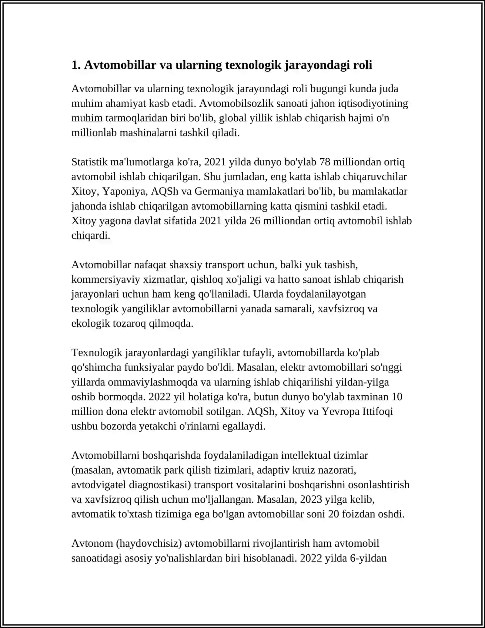 TRANSPORT VOSITALARI. TEXNOLOGIK JARAYON ICHIDA QATNASHUVCHI TRANSPORT VOSITALARI HAQIDA TUSHUNCHA 4