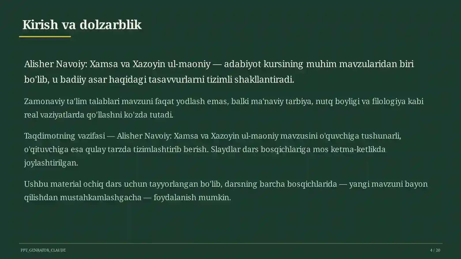 Alisher Navoiy: Xamsa va Xazoyin ul-maoniy (9-sinf) 4