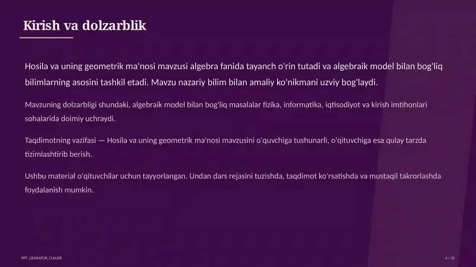 Hosila va uning geometrik ma'nosi (11-sinf) 4