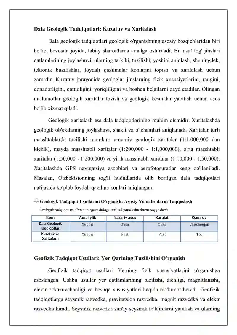 Geologik tadqiqot usullari: Asosiy yo'nalishlar 4