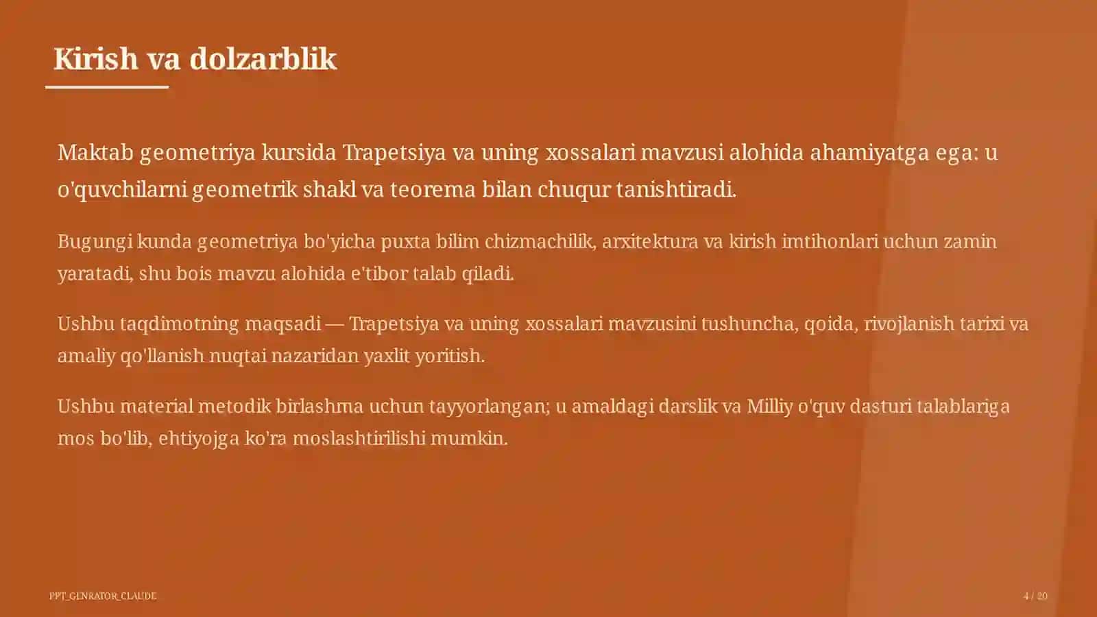 Trapetsiya va uning xossalari (8-sinf) 4