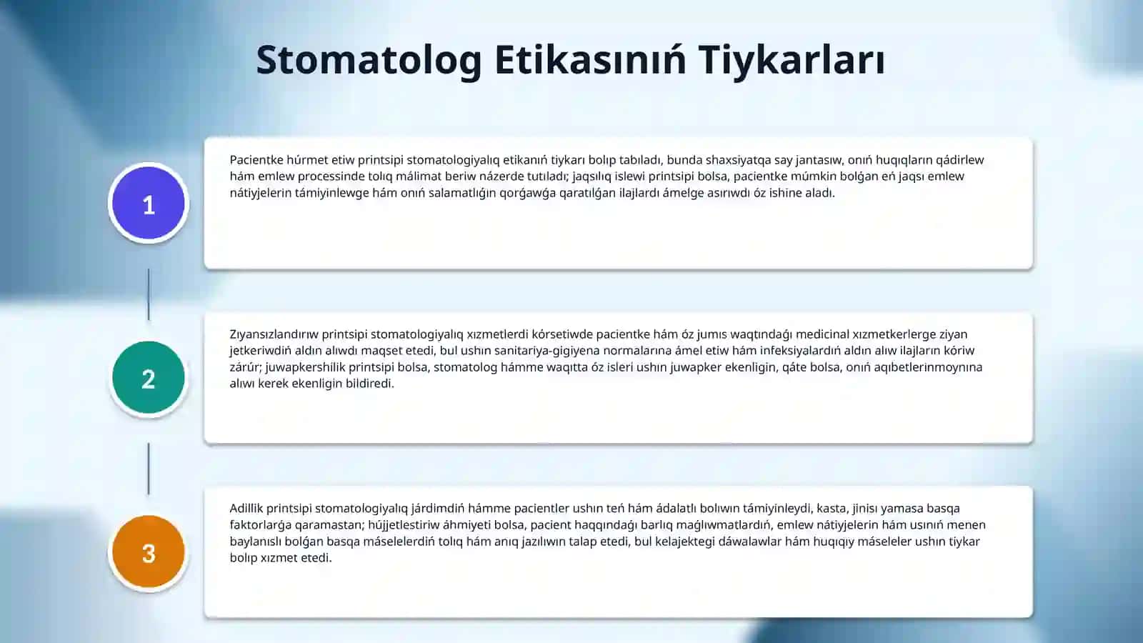 Stomatolog vrachlariniń etika hám deontologiyası. 4