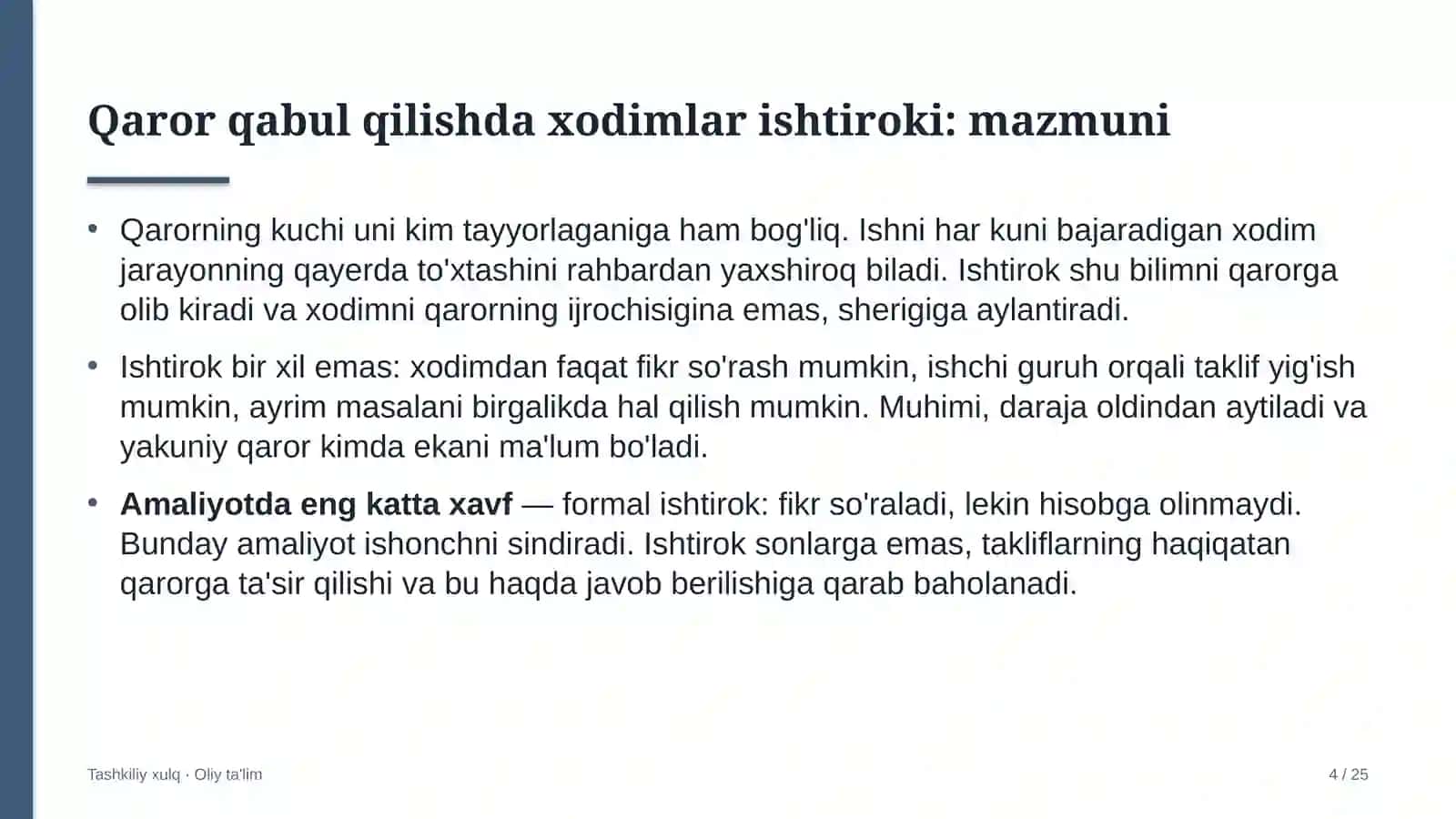 sholichilikda qaror qabul qilishda xodimlar ishtirokini kengaytirish 7022 4