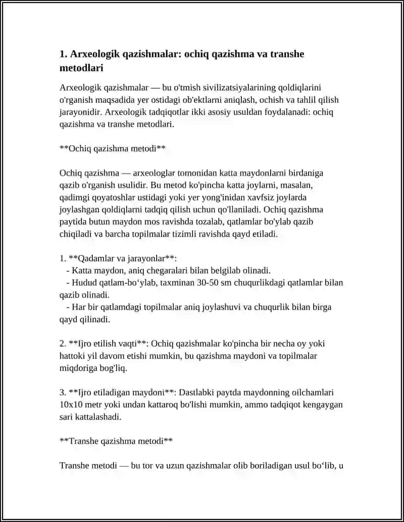 ARXEOLOGIK TADQIQOT TURLARI VA SANALASHTIRISH MUAMMOLARI 4