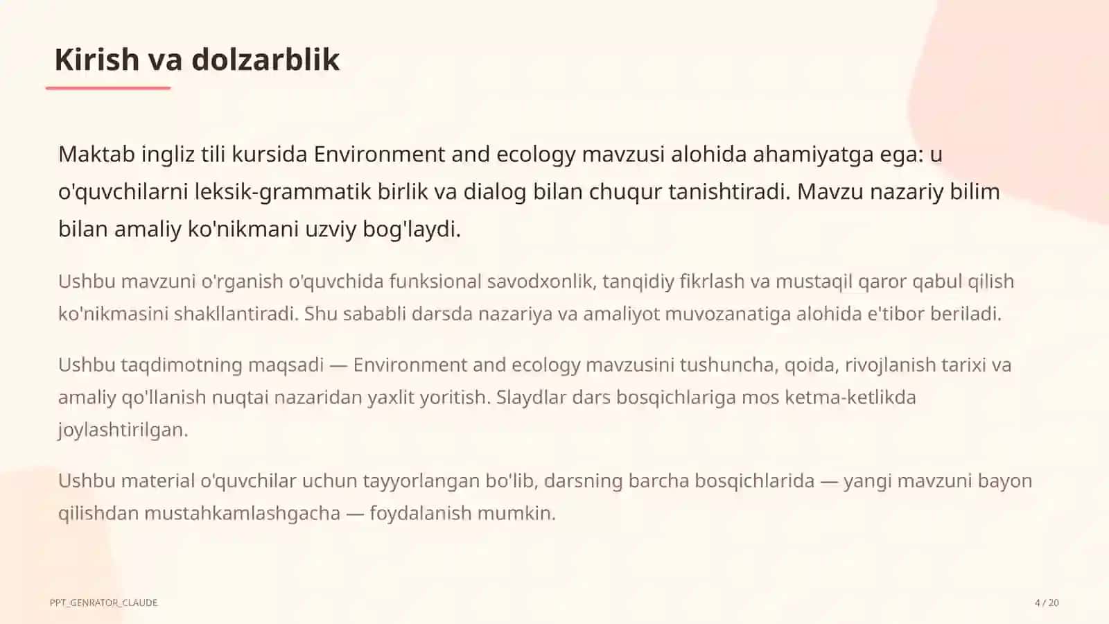 Environment and ecology (9-sinf) 4