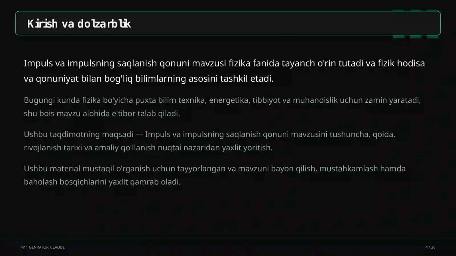 Impuls va impulsning saqlanish qonuni (9-sinf) 4