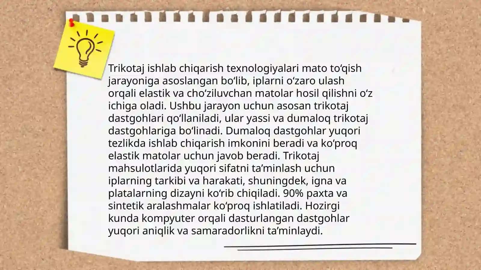 Sertifikatlash loyihalash Belgilangan mashinalar soniga asoslangan trikotaj ishlab chiqarish korxonasini va kichik korxonani loyihalash 4