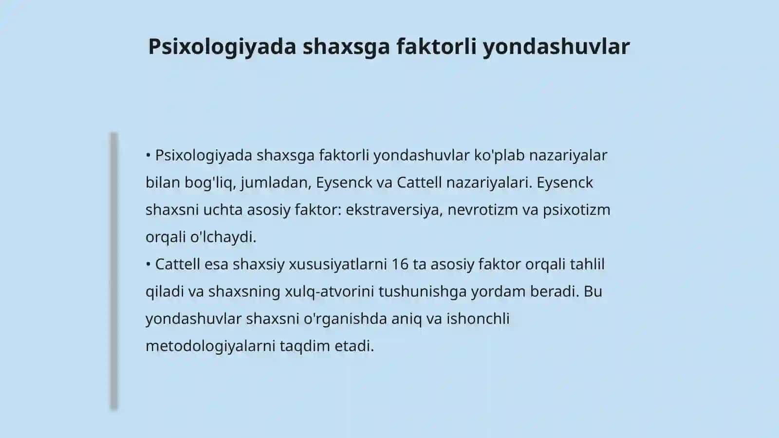 Shaxsga faktorli yondashuvlar 4