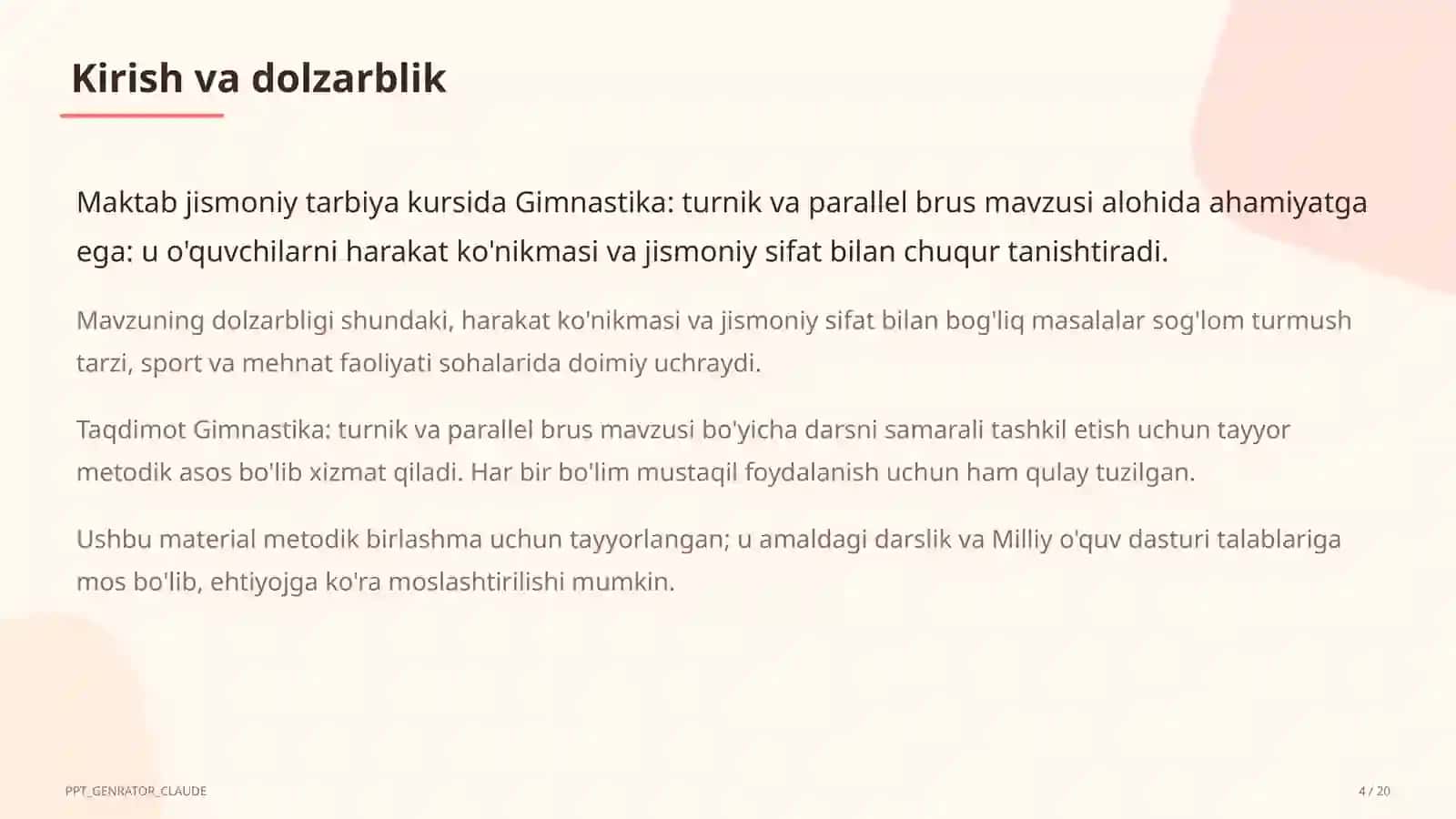 Gimnastika: turnik va parallel brus (6-sinf) 4
