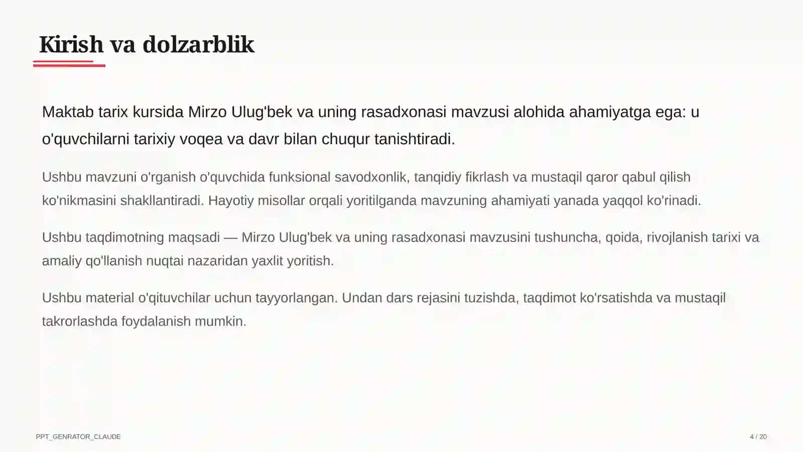 Mirzo Ulug'bek va uning rasadxonasi (5-sinf) 4