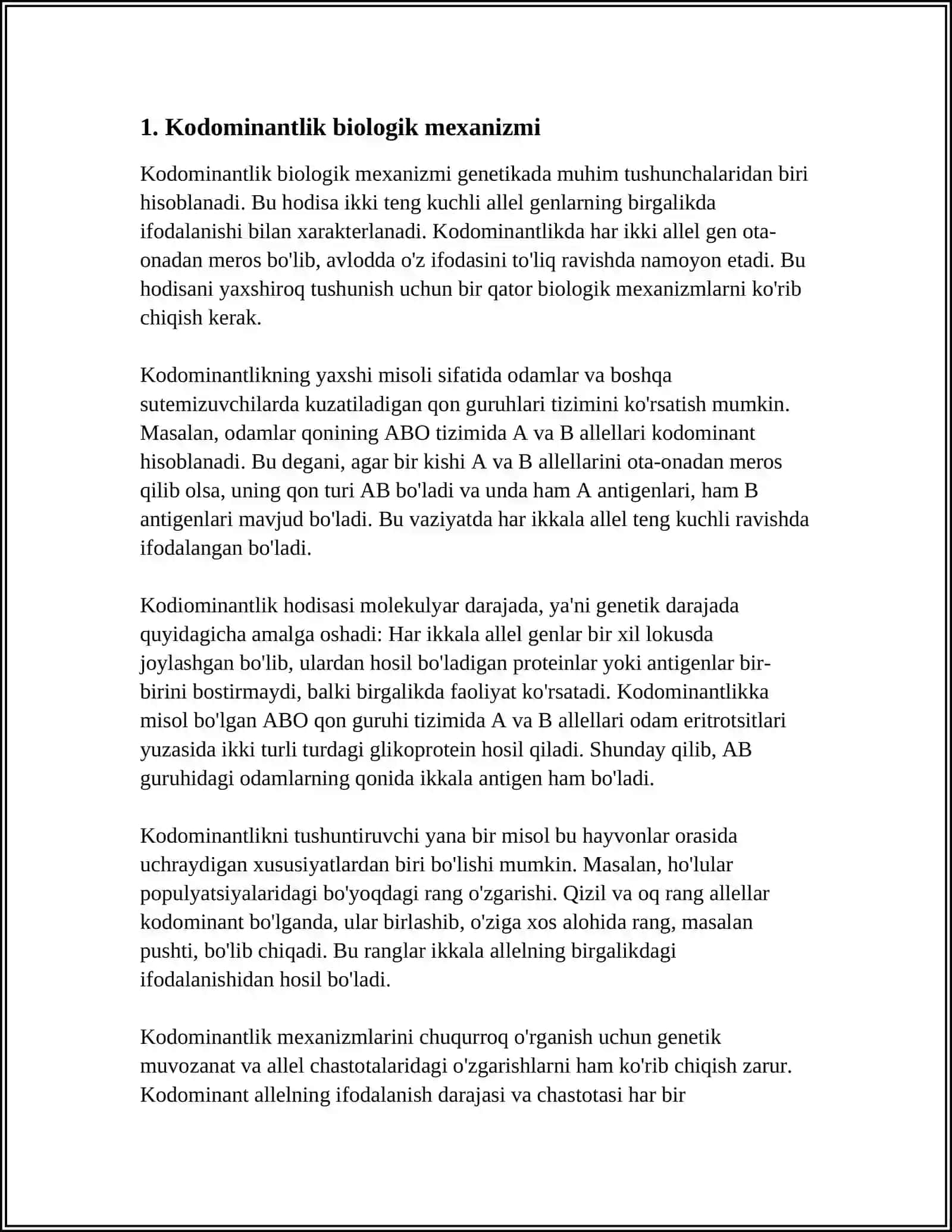Kodominantlik biologik mexanizmi 4