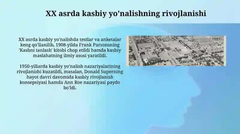 Kasb hunarga yo'naltirish uning ta'rixiy taraqqiyoti 4