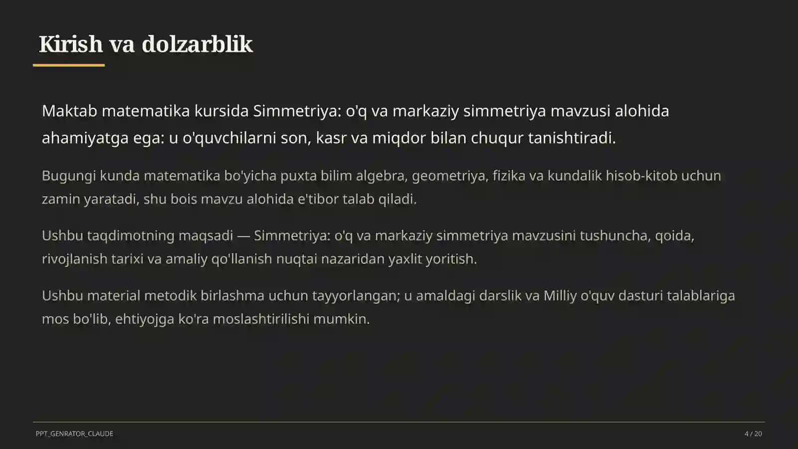 Simmetriya: o'q va markaziy simmetriya (6-sinf) 4