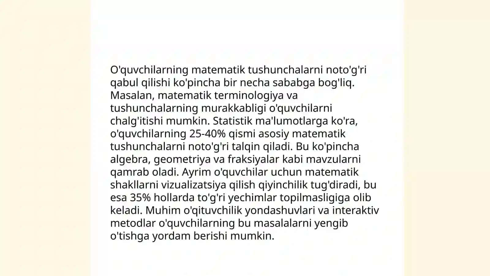 Matematika darslarida o'quvchilarning xato va kamchiliklarini tahlil qilish 4