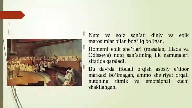 Yunonistonda ifodali o'qish yoki nutq san’ati taraqqiyoti va uning sabablari 4
