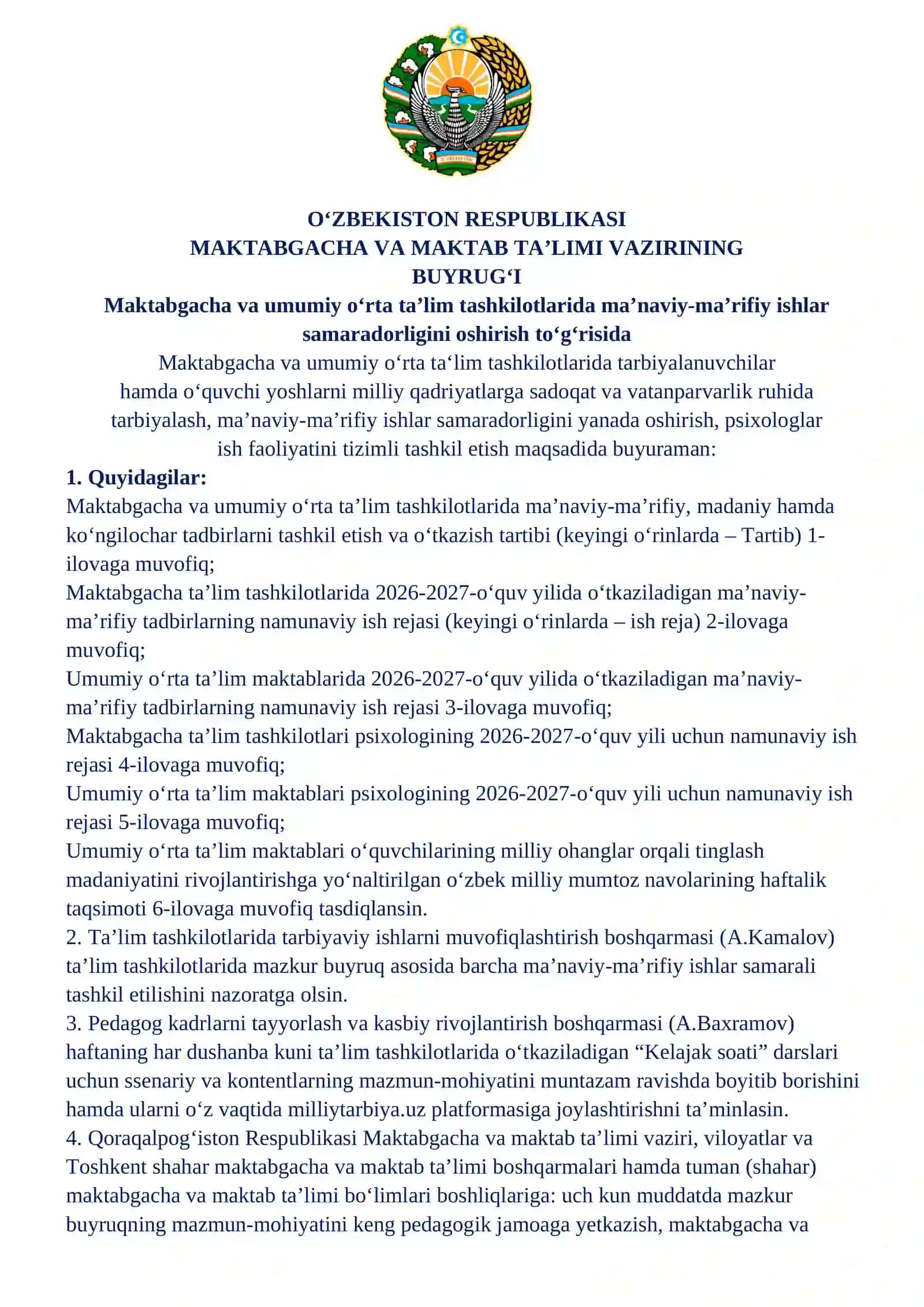 TARBIYAVIY ISHLAR REJASI 4
