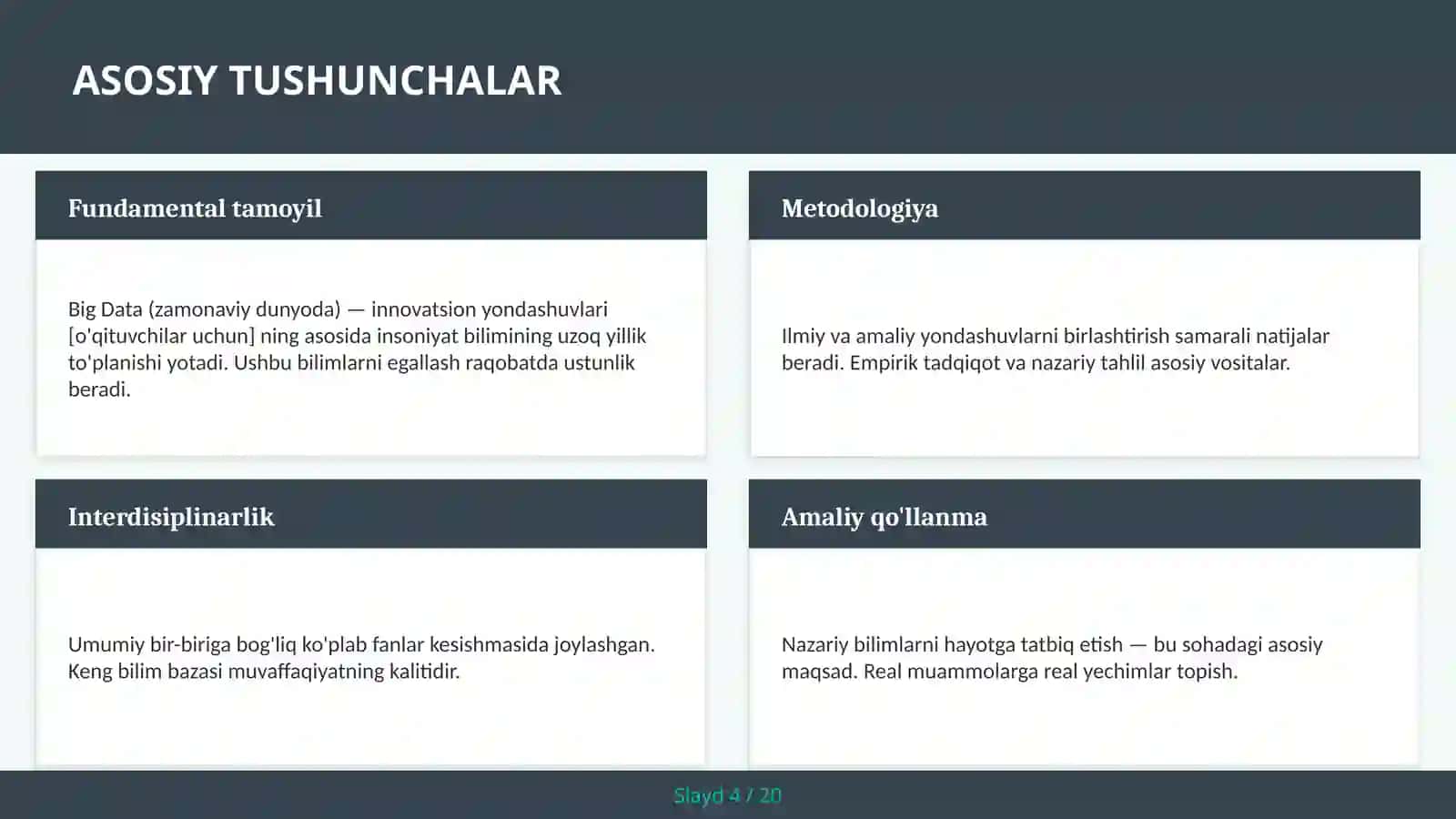 Big Data (Zamonaviy Dunyoda) — Innovatsion Yondashuvlari [O'QITUVCHILAR UCHUN] 4