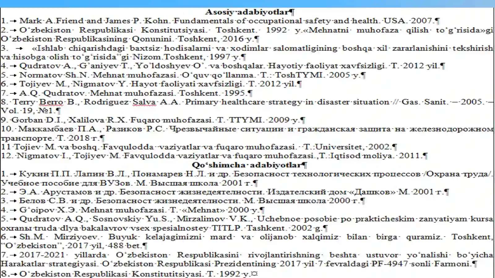 Laboratoriya mashgʻulotlarning mavzulari 4