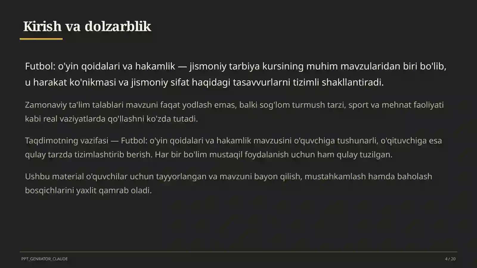 Futbol: o'yin qoidalari va hakamlik (9-sinf) 4