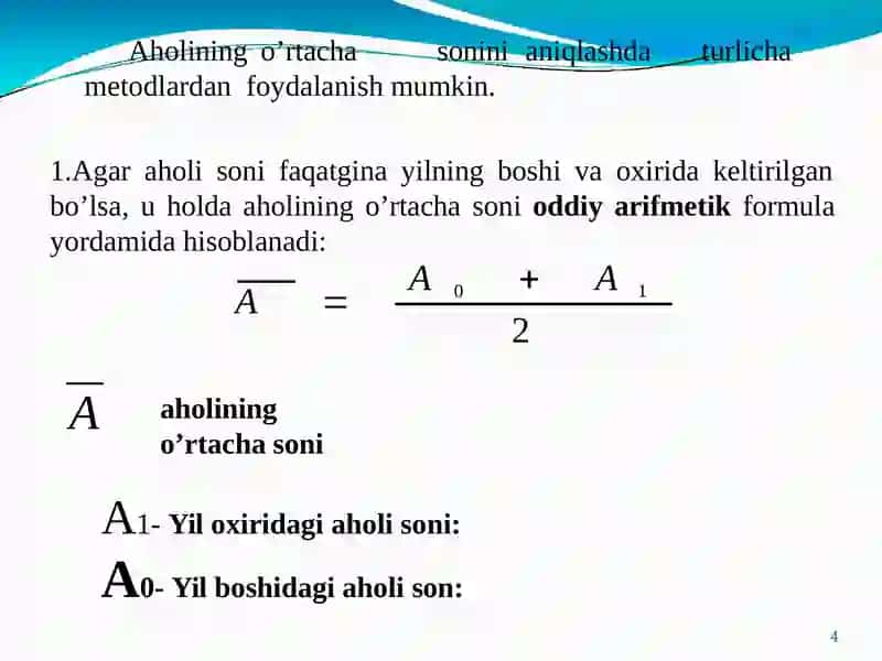 Aholi Statistikasi 4