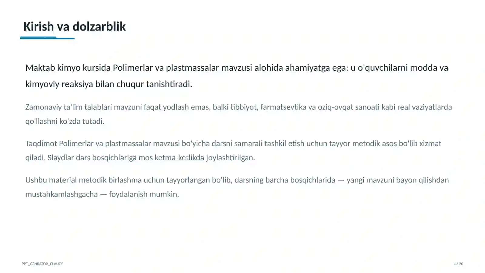 Polimerlar va plastmassalar (11-sinf) 4