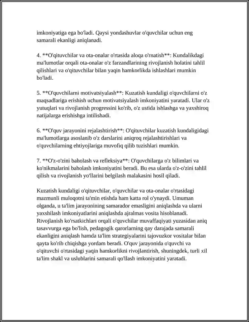KUZATISH KUNDALIGI MAZMUNI TAHLILI 4