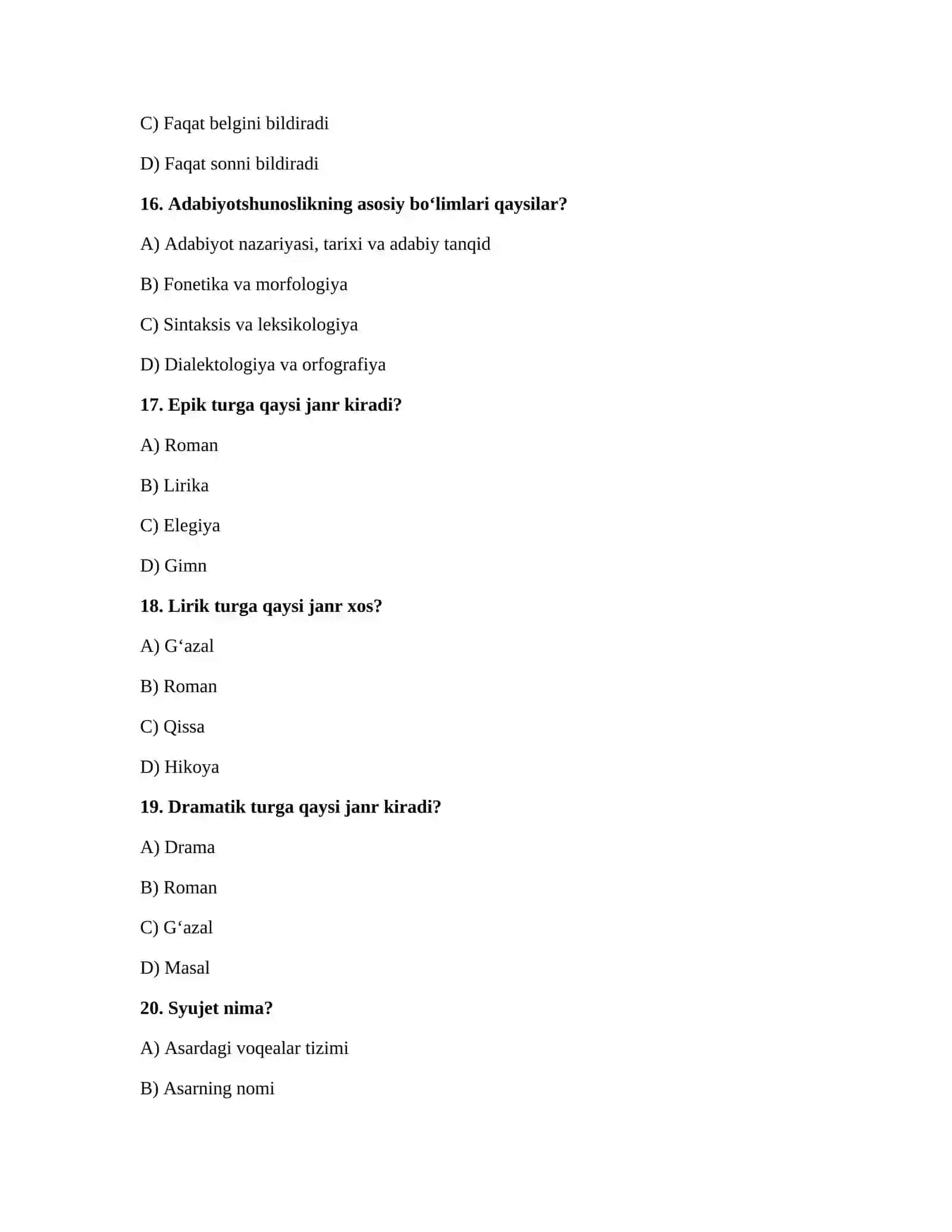 Filologiya fanlari testlari 4
