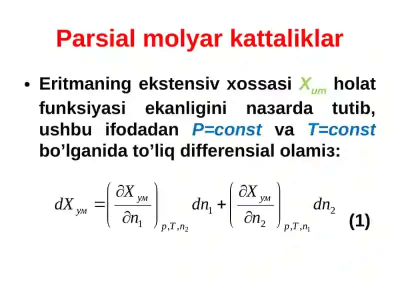 Parsial molyar kattaliklar 4